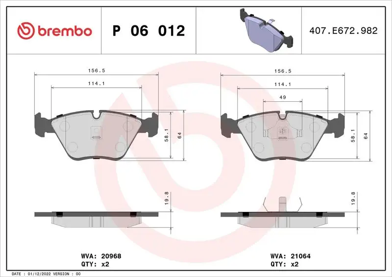 BREMBO P06012 Ön Fren Balatası