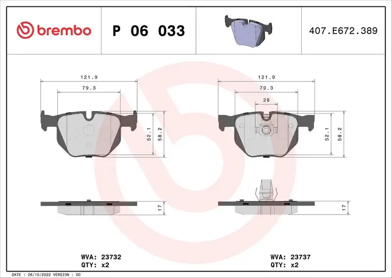 BREMBO P06033 Arka Fren Balatası