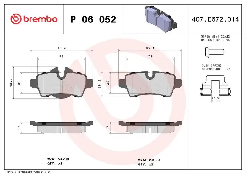 BREMBO P06052 Arka Fren Balatası