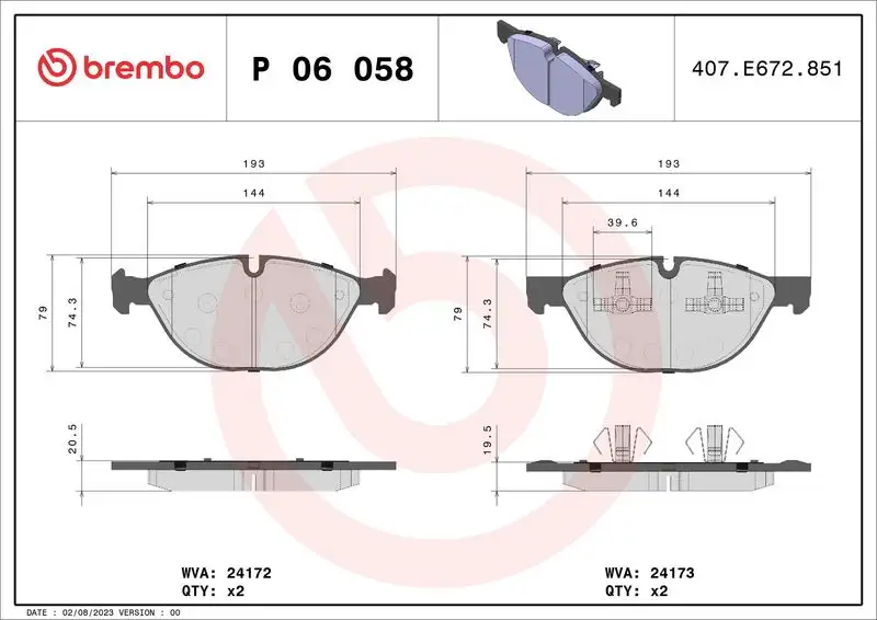 BREMBO P06058 Ön Fren Balatası