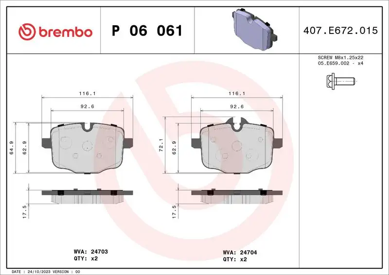 BREMBO P06061 Arka Fren Balatası