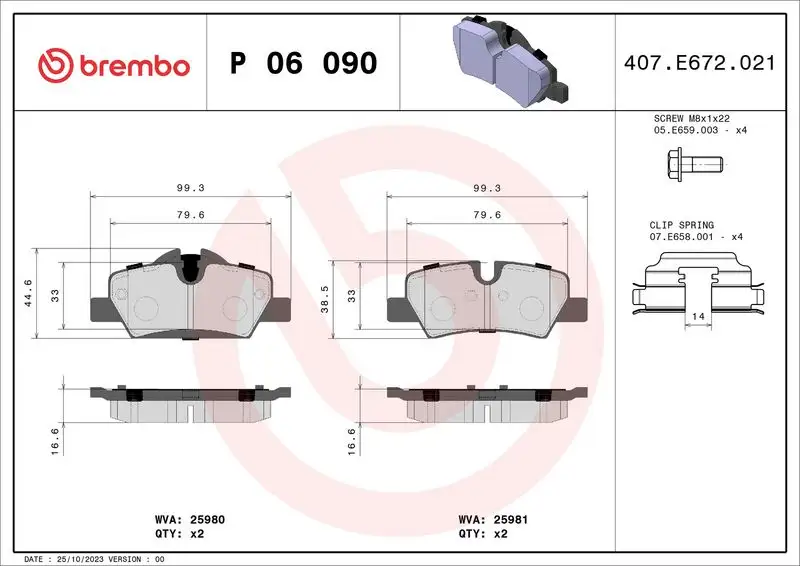 BREMBO P06090 Arka Fren Balatası