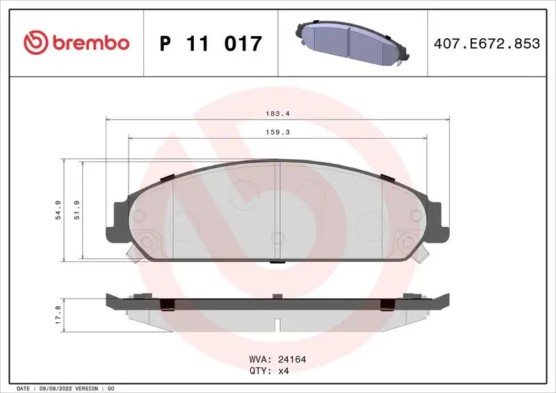 BREMBO P11017 Ön Fren Balatası