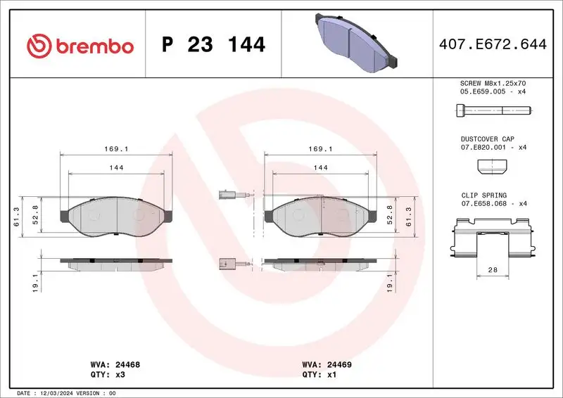 BREMBO P23144 Ön Fren Balatası