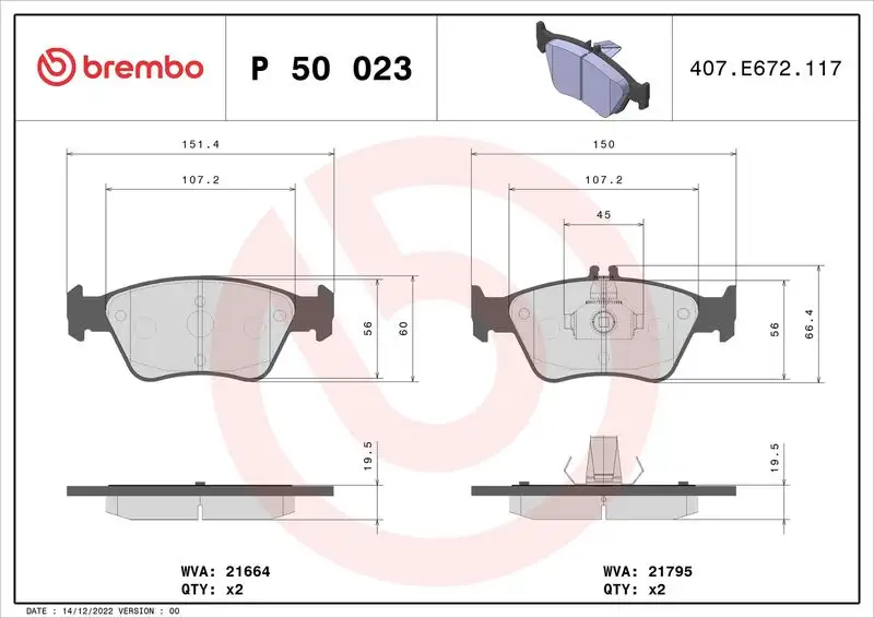 BREMBO P50023 Ön Fren Balatası