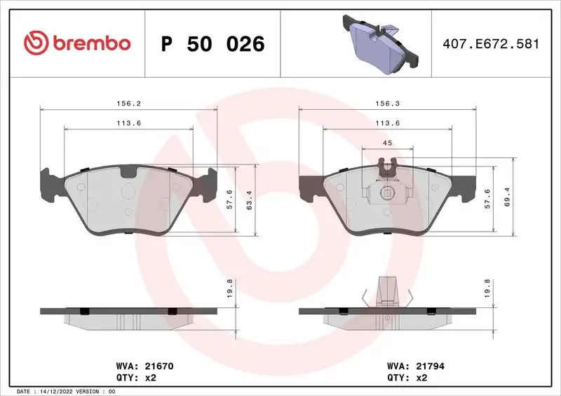 BREMBO P50026 Ön Fren Balatası