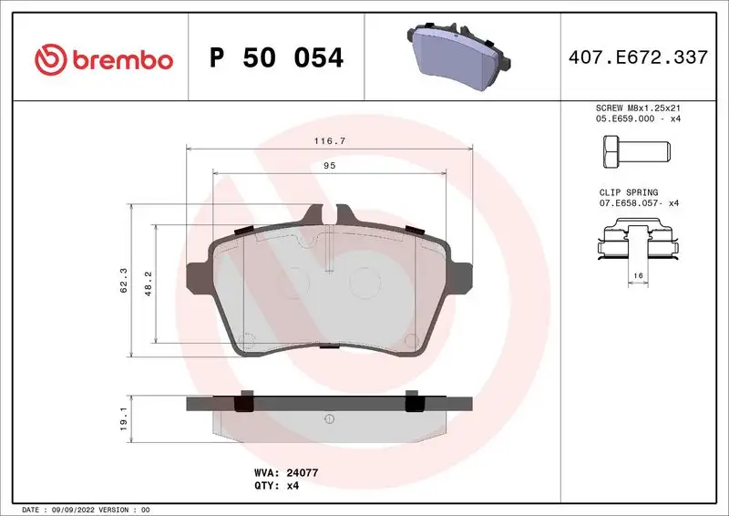 BREMBO P50054 Ön Fren Balatası