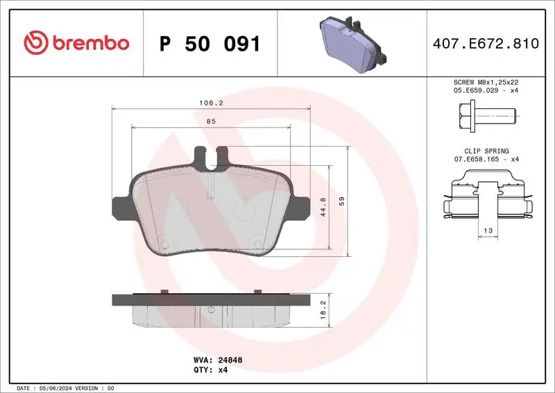 BREMBO P50091 Arka Fren Balatası