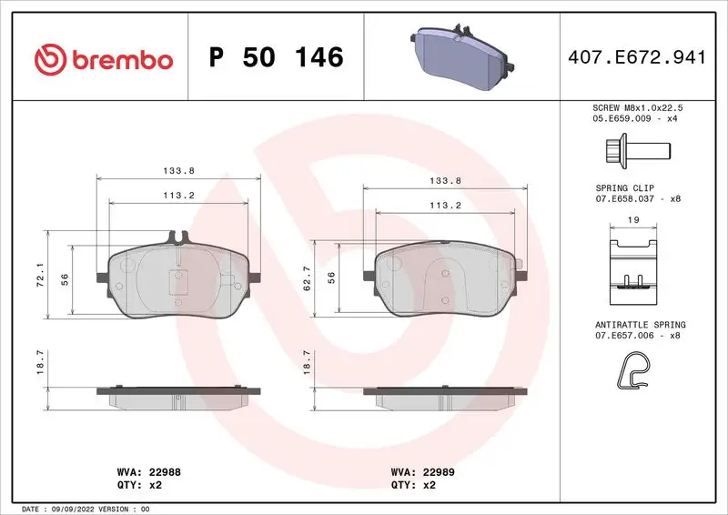 BREMBO P50146 Ön Fren Balatası A0004206902