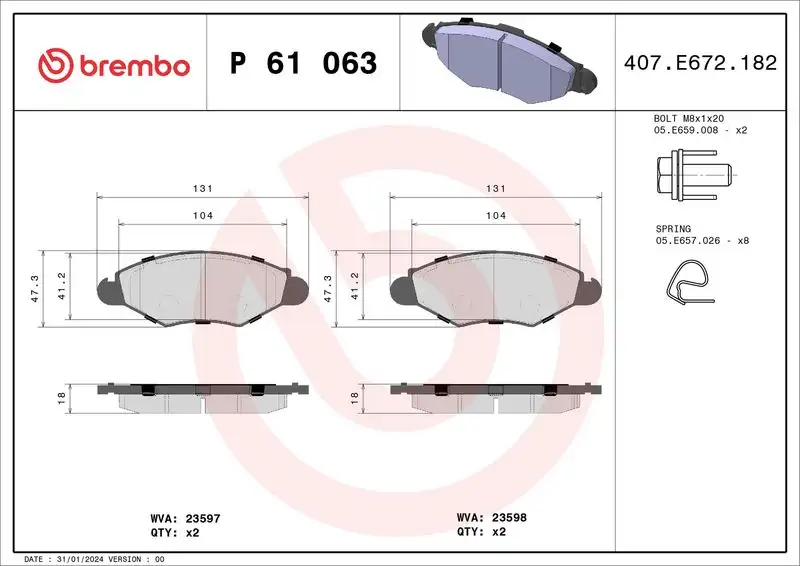 BREMBO P61063 Ön Fren Balatası