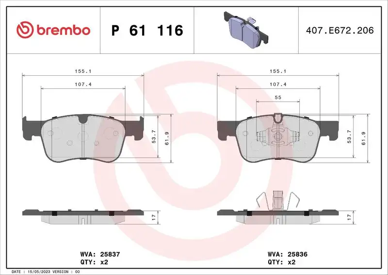 BREMBO P61116 Ön Fren Balatası