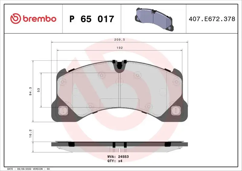 BREMBO P65017 Ön Fren Balatası
