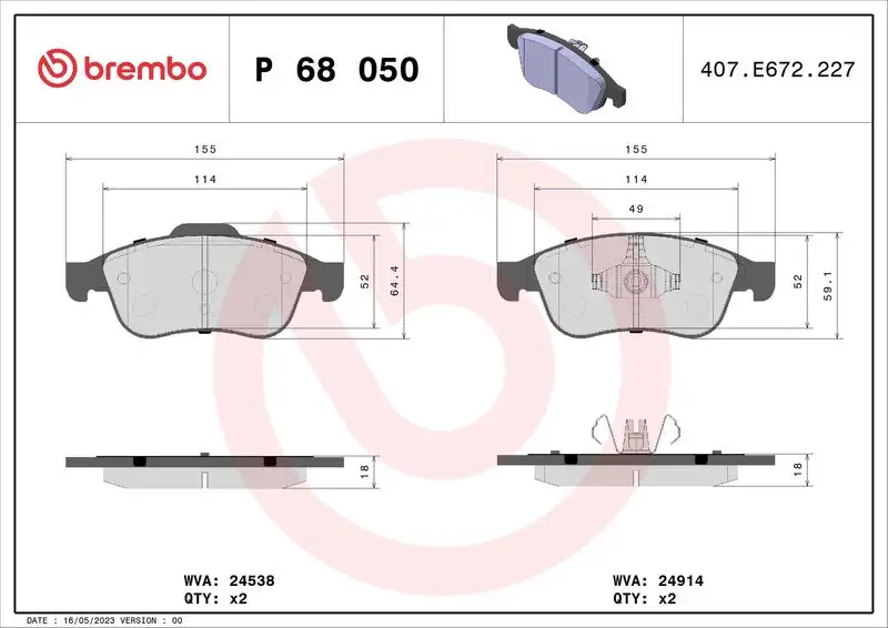 BREMBO P68050 Ön Fren Balatası