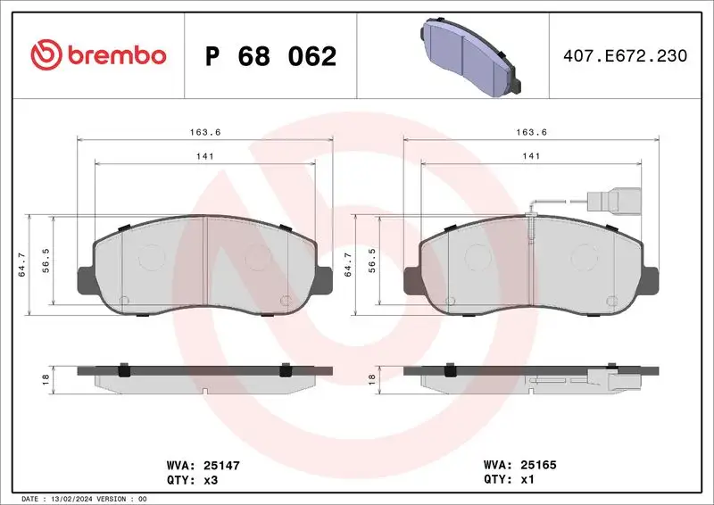 BREMBO P68062 Ön Fren Balatası
