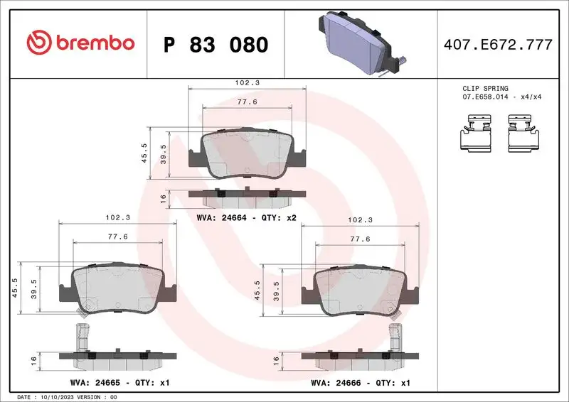 BREMBO P83080 Arka Fren Balatası
