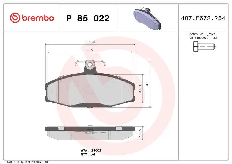 BREMBO P85022 Ön Fren Balatası