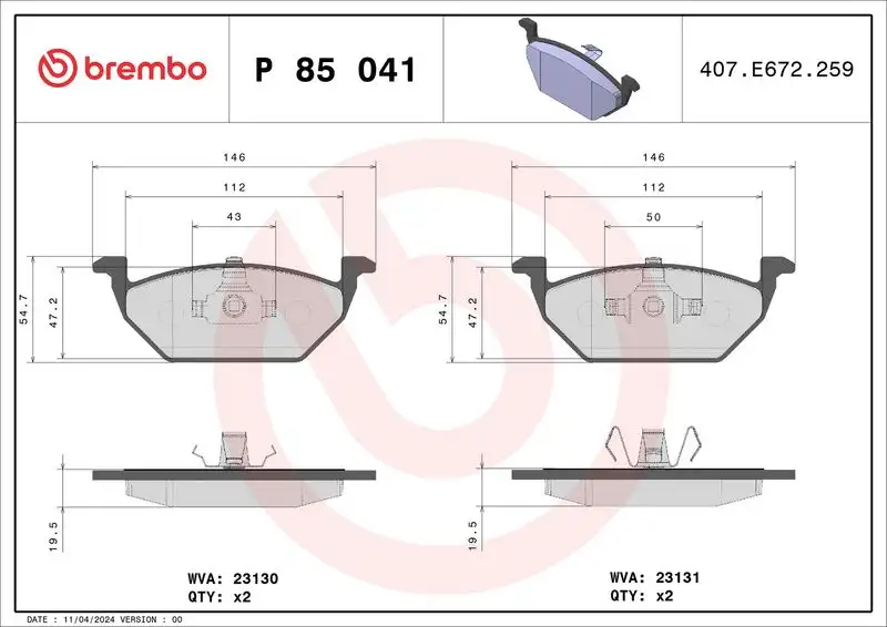 BREMBO P85041 Ön Fren Balatası