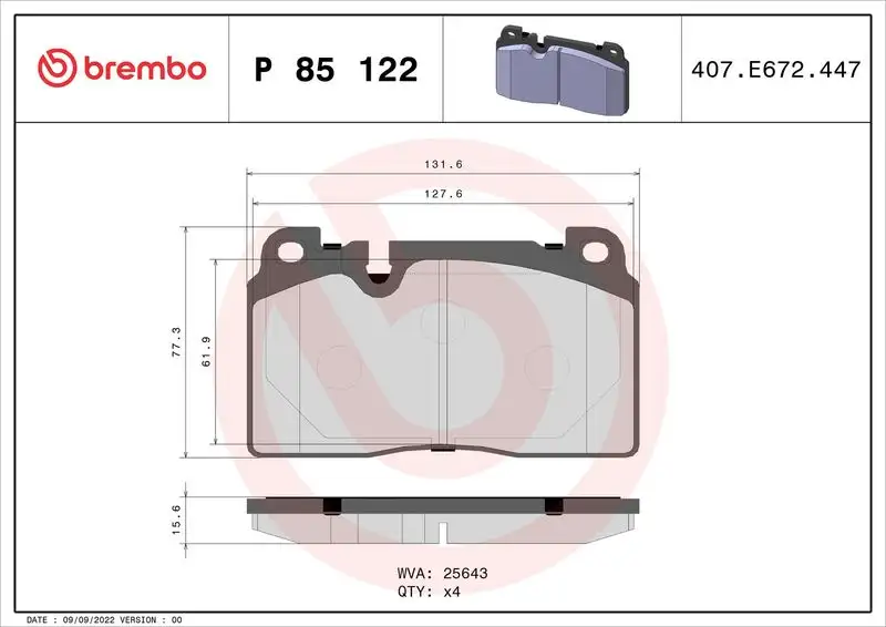 BREMBO P85122 Ön Fren Balatası