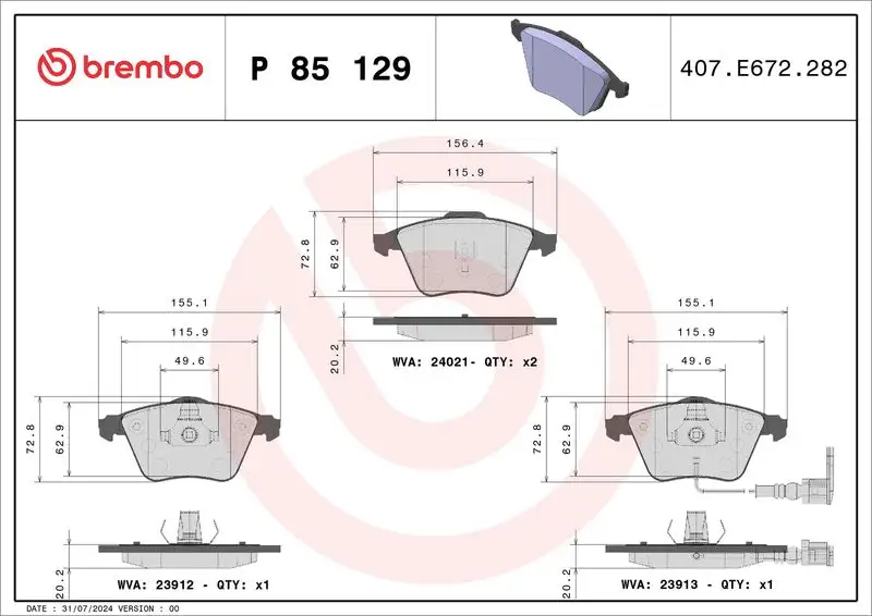 BREMBO P85129 Ön Fren Balatası