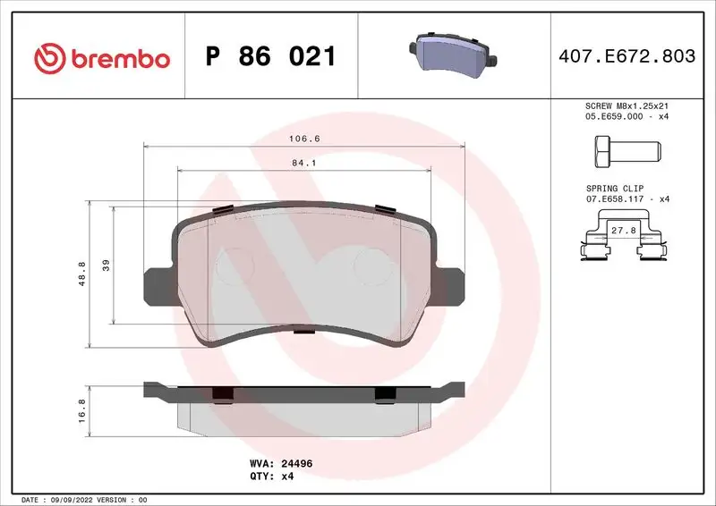 BREMBO P86021 Arka Fren Balatası