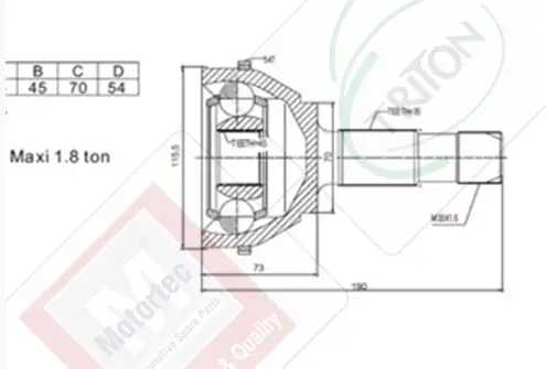 MOTORTEC TMP0069 Aks Kafası (Dış) 9567582280